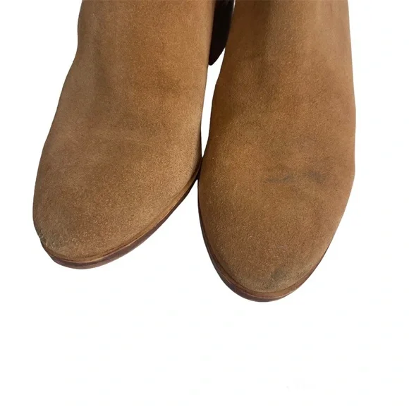 Lulus x Matisse Pacey Tan Suede Leather Cutout Ankle Booties 7M - Picture 3 of 10